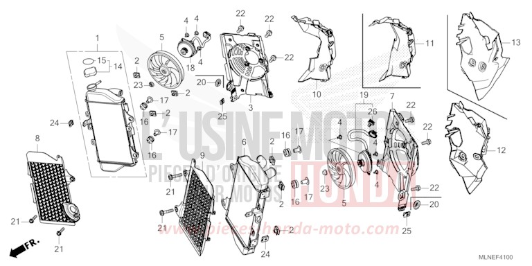 RADIATEUR de Africa Twin PEARL GLARE WHITE (NHB53H) 2025
